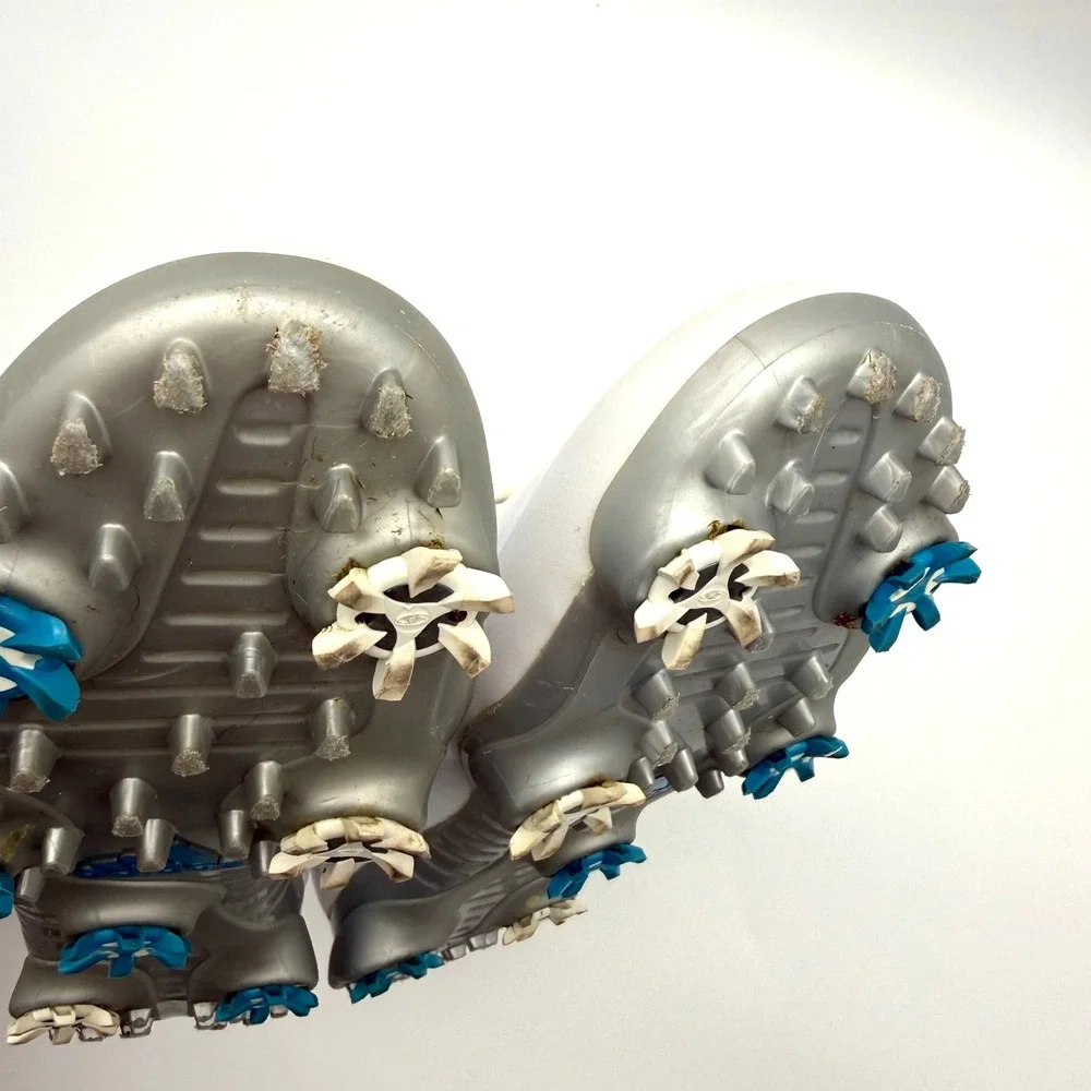 Adidas Adizero Golf Shoes Men's 9.5 White Blue Q46801 Spiked Golf Cleats